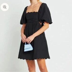 OPT Black Scalloped Mini Dress
